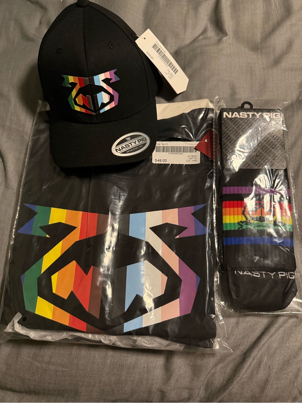NASTY PIG Hat, Socks & T-shirt(M). NP Pride 2.0 (2024) collection. New with Tags